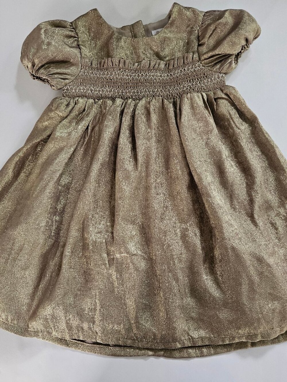 Tommy Bahama Girls Gold Metallic Smocked Dress Size 4T Excellent Condition